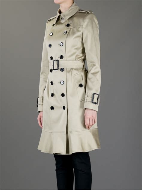 burberry wool trench with frilled hem|Burberry trench coat women.